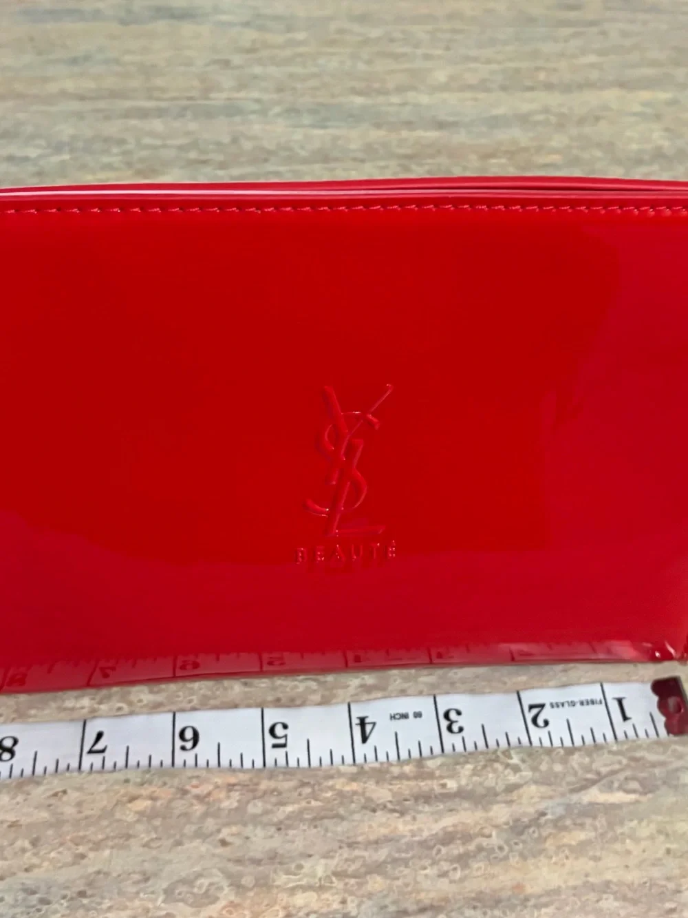 Yves Saint Laurent Beaute Glossy Red Cosmetic Case with Embossed YSL